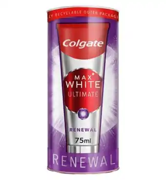 Boots Colgate max white ultimate renewal whitening toothpaste 75ml offer
