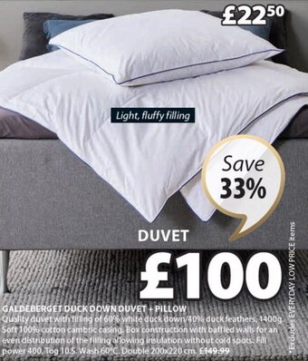 JYSK Galdeberget Duck Down Duvet + Pillow offer