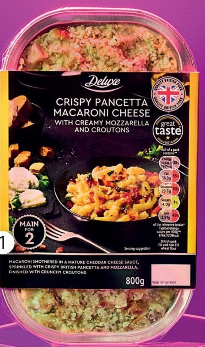 Deluxe Crispy Pancetta Macaroni Cheese 800g offer at Lidl