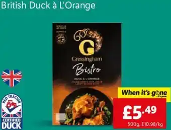 Lidl British Duck A L'Orange 500g offer