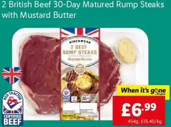 Lidl 2 British Beef 30-Day Matured Rump Steaks With Mustard Butter 454g offer