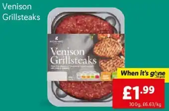 Lidl Venison Grillsteaks 300g offer