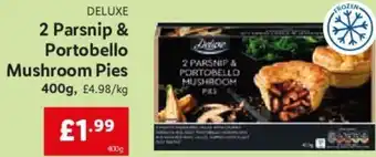 Lidl Deluxe 2 Parsnip & Portobello Mushroom Pies 400g offer