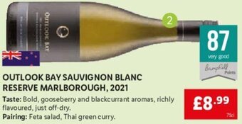 Lidl Outlook Bay Sauvignon Blanc Reserve Marlborough, 2021 offer