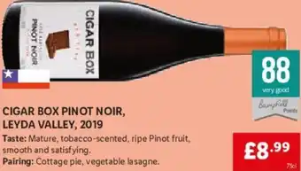 Lidl Cigar Box Pinot Noir, Leyda Valley, 2019 75cl. offer