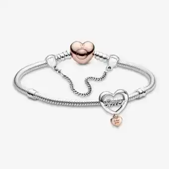 Pandora Heart charm & safety chain bracelet set offer