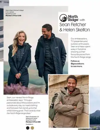 GO Outdoors North ridge men's align & women's adapt 3-in-1 jacket offer