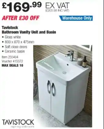 Costco Tavistock bathroom vanity unit and basin offer