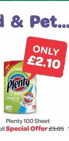 Spar Plenty 100 sheet roll offer