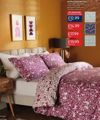 Aldi Brushed Cotton Duvet Set Double offer