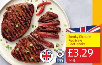 Aldi Smoky Chipotle Red Wine Beef Steaks 270g offer