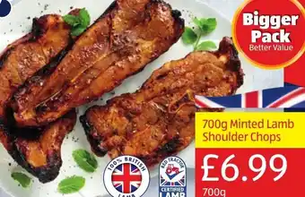 Aldi 700g Minted Lamb Shoulder Chops offer