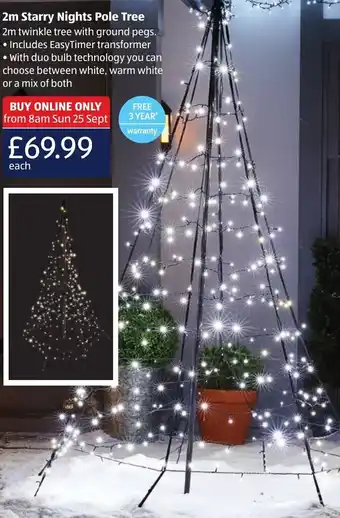 Aldi 2m Starry Nights Pole Tree offer
