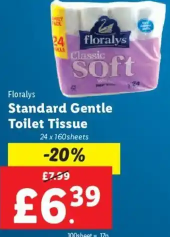 Lidl Standard Gentle Toilet Tissue 24 x 160Sheets offer