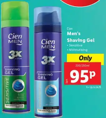 Lidl Men's Shaving Gel 200/250ml offer
