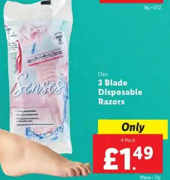 Lidl 3 Blade Disposable Razor 4 Pack offer