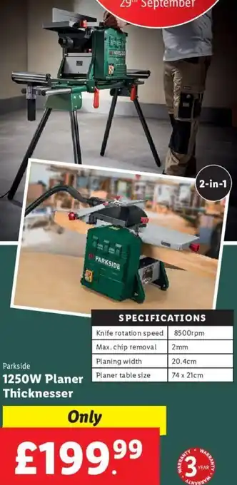 Lidl 1250W Planer Thicknesser offer