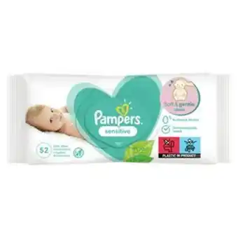 Sainsbury's Pampers sensitive baby wipes 52 pack offer