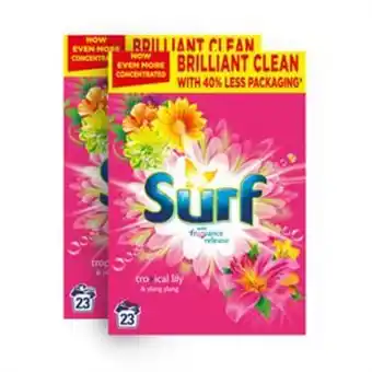Home Bargains Surf: tropical lily & ylang-ylang laundry powder (case of 2 x 23 wash 1.15 kg) offer