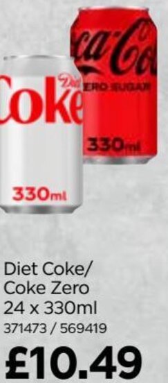 Bestway Diet Coke/ Coke Zero 24 x 330ml offer