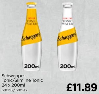 Bestway Schweppes: Tonic/Slimline Tonic 24 x 200ml offer