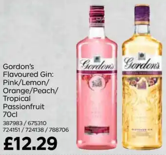 Gordon's Flavoured Gin: Pink/Lemon/Orange/Peach/Tropical Passionfruit 70cl