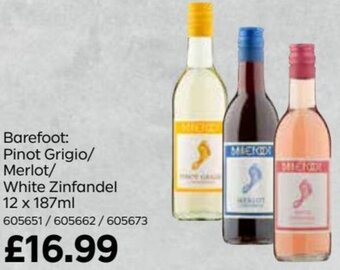 Bestway Barefoot: Pinot Grigio/ Merlot/ White Zinfandel 12 x 187ml offer
