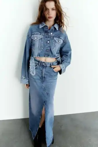 ZARA Cropped straight fit denim jacket offer