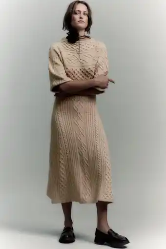 ZARA Contrast cable-knit dress offer