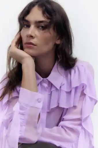 Double ruffle flowing shirt