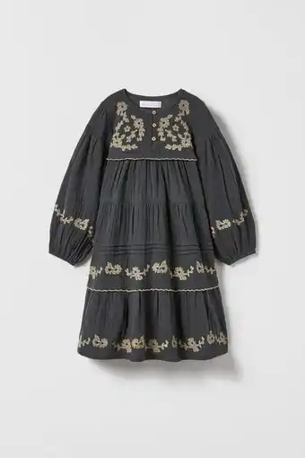 ZARA Textured midi dress with embroidery and panels offer