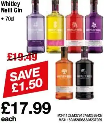 Makro Whitley Neill Gin 70Cl offer