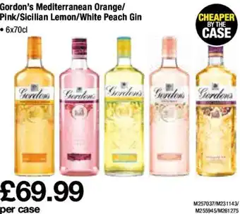 Makro Gordon's Mediterranean Orange/ Pink/ Sicilian Lemon/ White Peach Gin 6x70cl offer