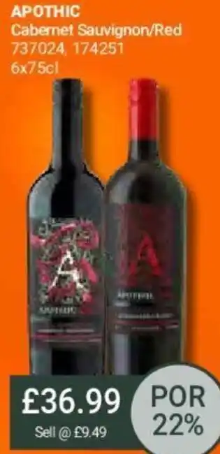 Bestway Apothic Cabernet Sauvignon/Red 6x75cl offer