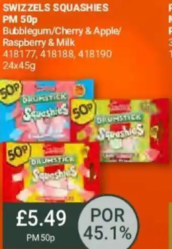 Bestway Swizzels Squashies Bubblegum/ Cherry & Apple/ Raspberry & Milk 24x45g offer