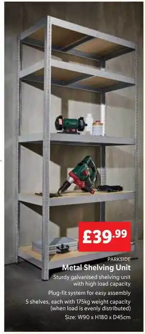 Lidl Parkside metal shelving unit offer