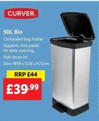 Lidl Curver 50l bin offer