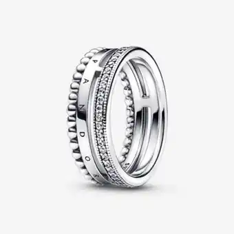 Pandora Pandora signature logo pavé & beads ring offer