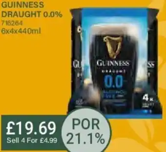 Bestway Guinness Draught 0.0% 6x4x440ml offer