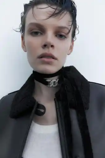 ZARA Velvet choker necklace with rhinestones offer