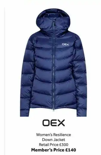 GO Outdoors Oex women's resillience down jacket offer