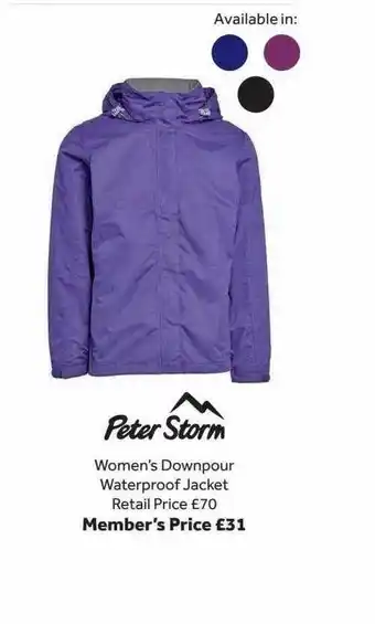 GO Outdoors Peter storm women's downpour waterproof jacket offer