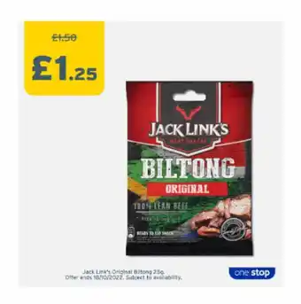 One Stop Jack link's original biltong offer