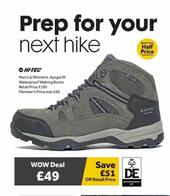 GO Outdoors Hi-tec men's & women's aysgarth waterproof walking boots offer