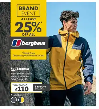 GO Outdoors Berghaus men's borren stretch waterproof jacket offer
