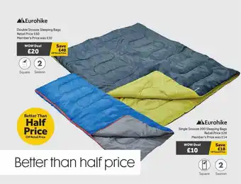 GO Outdoors Eurohike double snooze sleeping bags eurohike single snooze 200 sleeping bags offer