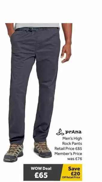 GO Outdoors Prana men's high rock pants offer