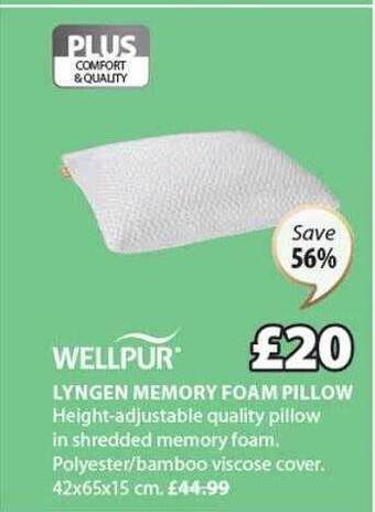 JYSK Wellpur lyngen memory foam pillow offer
