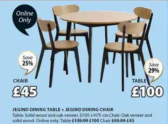 JYSK Jegind dining table + jegind dining chair offer