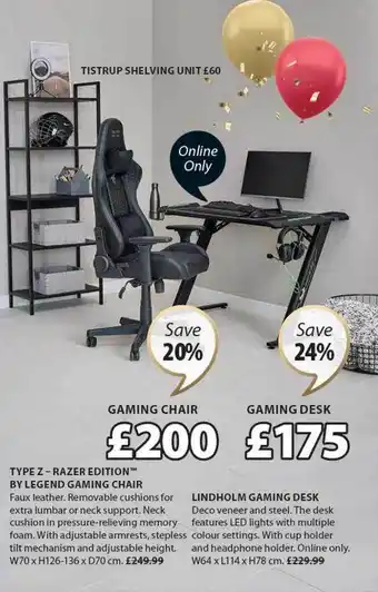 JYSK Type z razer edition by legend gaming chair lindholm gaming desk offer